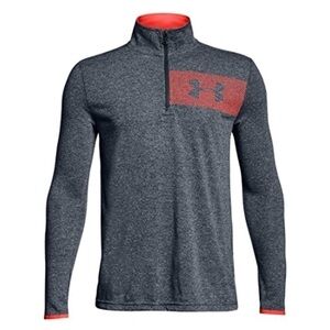 Under Armour Quarter 1/4 Zip Long Sleeve Grey Activewear Shirt Youth Large 12/14
